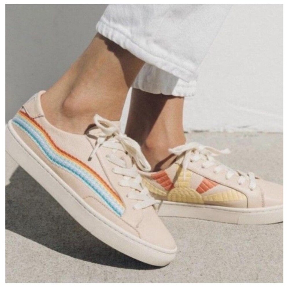 Soludos Rainbow Wave Women’s Leather Sneakers “Chill Out” Size 10 EU 40.5